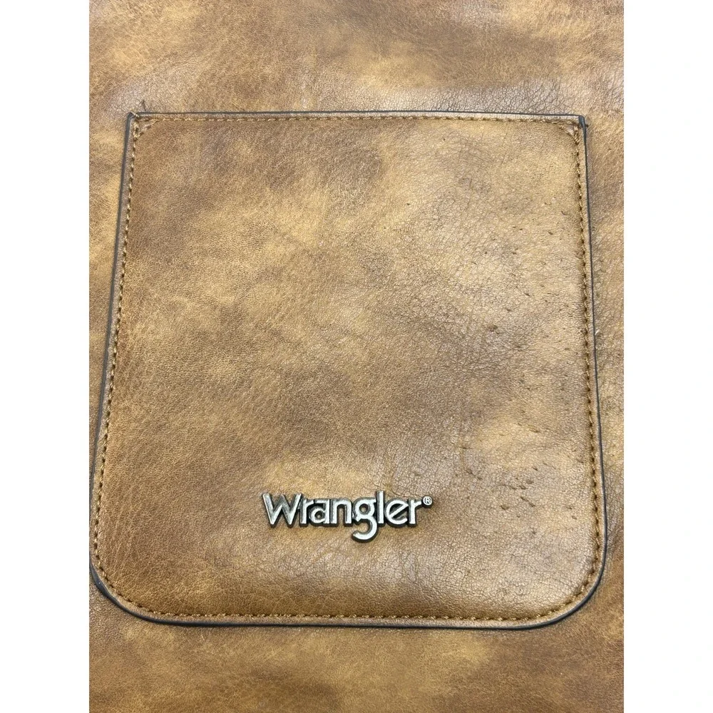 Wrangler Concealed Carrry Purse Tote Faux Leather Large Brown Pockets Full Zip